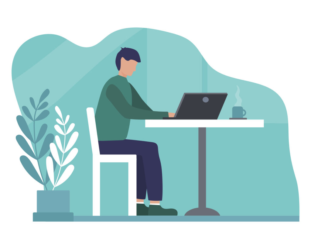 Spring Storms in Omaha: How to Keep Your Business Online When the Weather Hits 10 vecteezy man at laptop working remotely in cafe 6880071