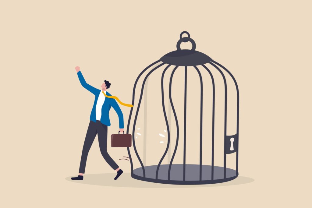 businessman freedom break caged generated 1