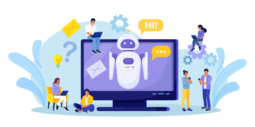 vecteezy tiny people chatting with chatbot on computer ai robot 19187886 1