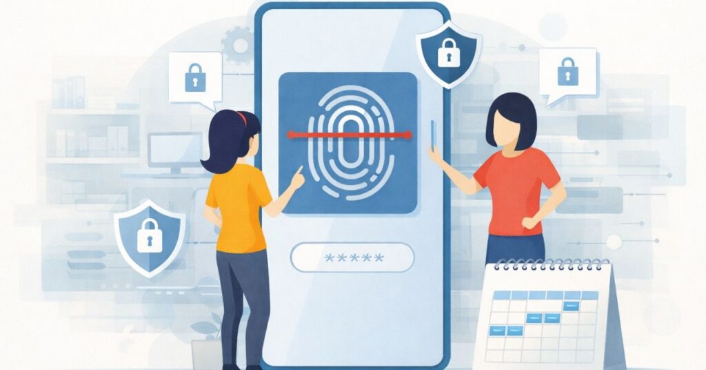 Illustration of multi-factor authentication on a mobile device, representing cybersecurity planning and identity security for 2026 IT planning for Omaha businesses.
