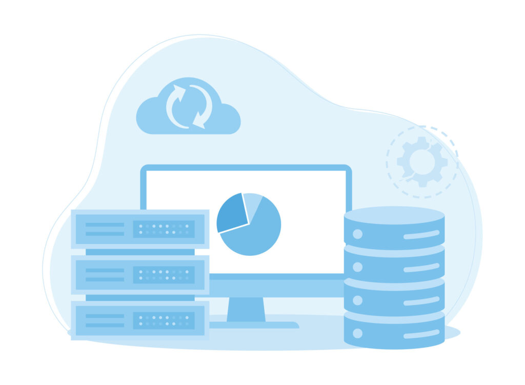 Graphic of servers, cloud sync, and data systems showing a healthy IT environment with automated, tested backups aligned to real recovery expectations for reliable data protection.