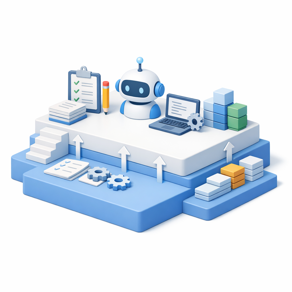 Illustration of AI standardizing processes and outputs, showing how AI workflow efficiency improves consistency across teams