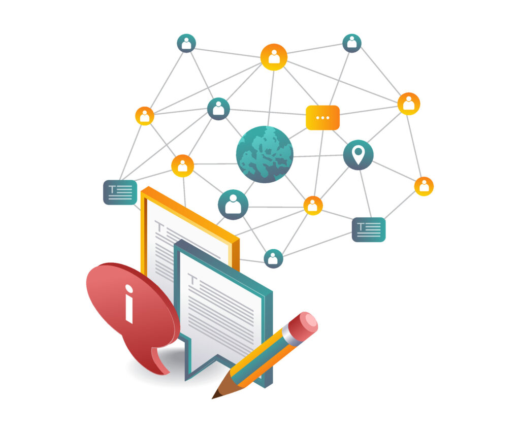 Business Continuity Planning for Small and Medium Businesses illustration showing communication networks, incident documentation, and team coordination—representing crisis communication planning supported by a managed service provider in Omaha.