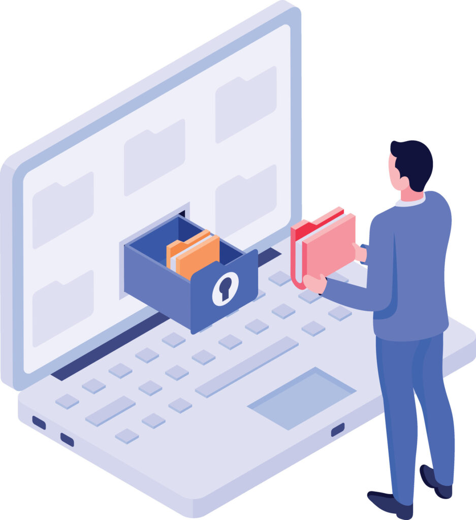 Illustration of unsecured file sharing and access control issues showing tax season security risks when sensitive documents are widely shared.