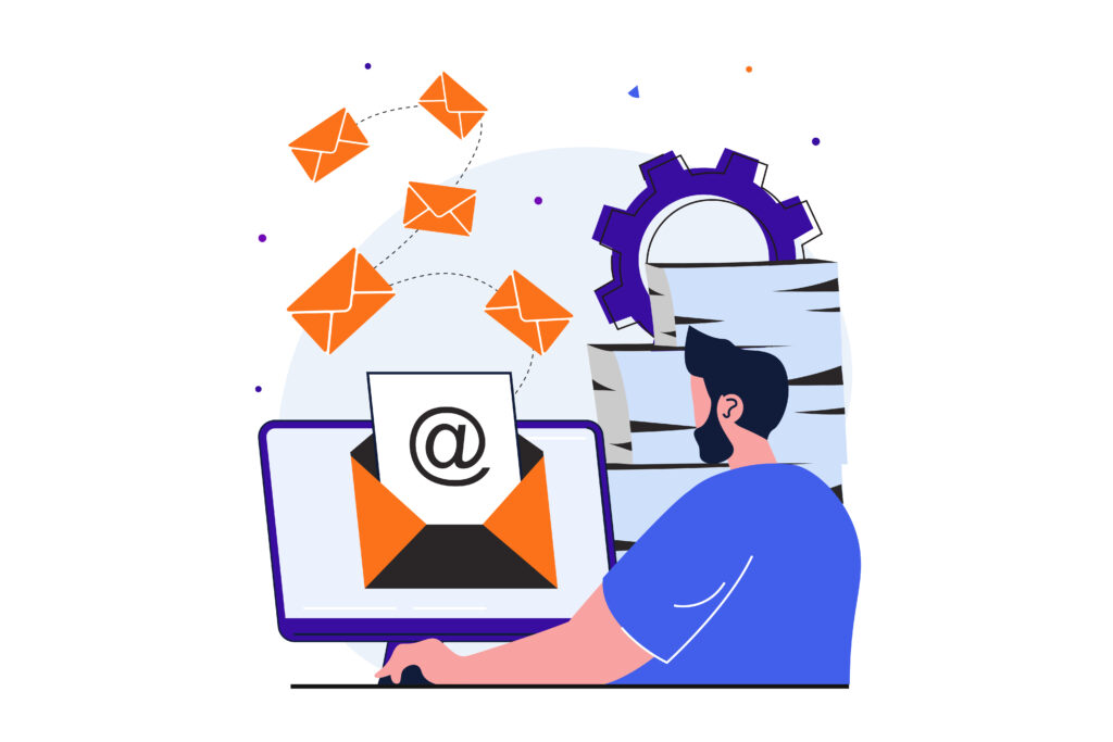 Illustration of email phishing and impersonation highlighting tax season security risks tied to rushed financial requests and urgent document emails.