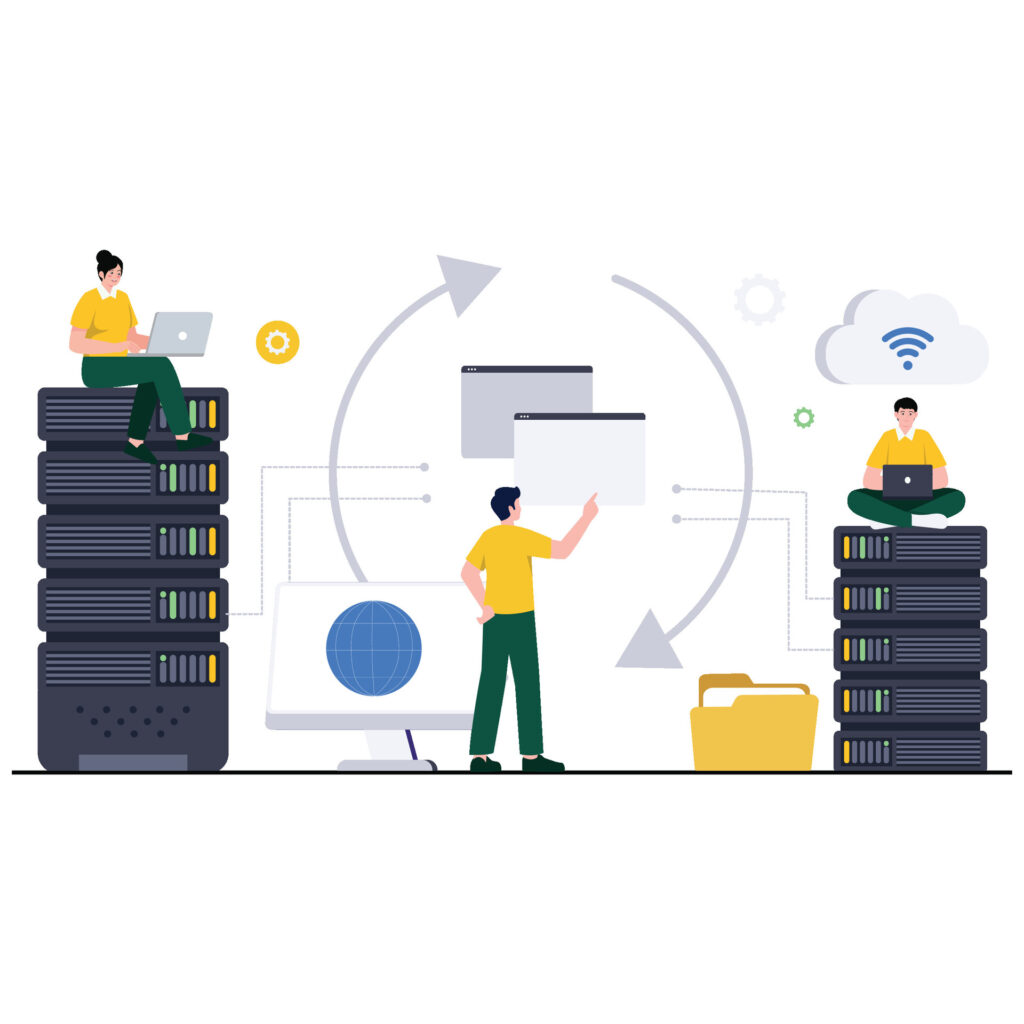 Illustration representing the Most Common Causes of Data Loss, emphasizing weak recovery planning with IT staff managing servers, cloud systems, and backup processes without defined RPO, RTO, or tested disaster recovery procedures.