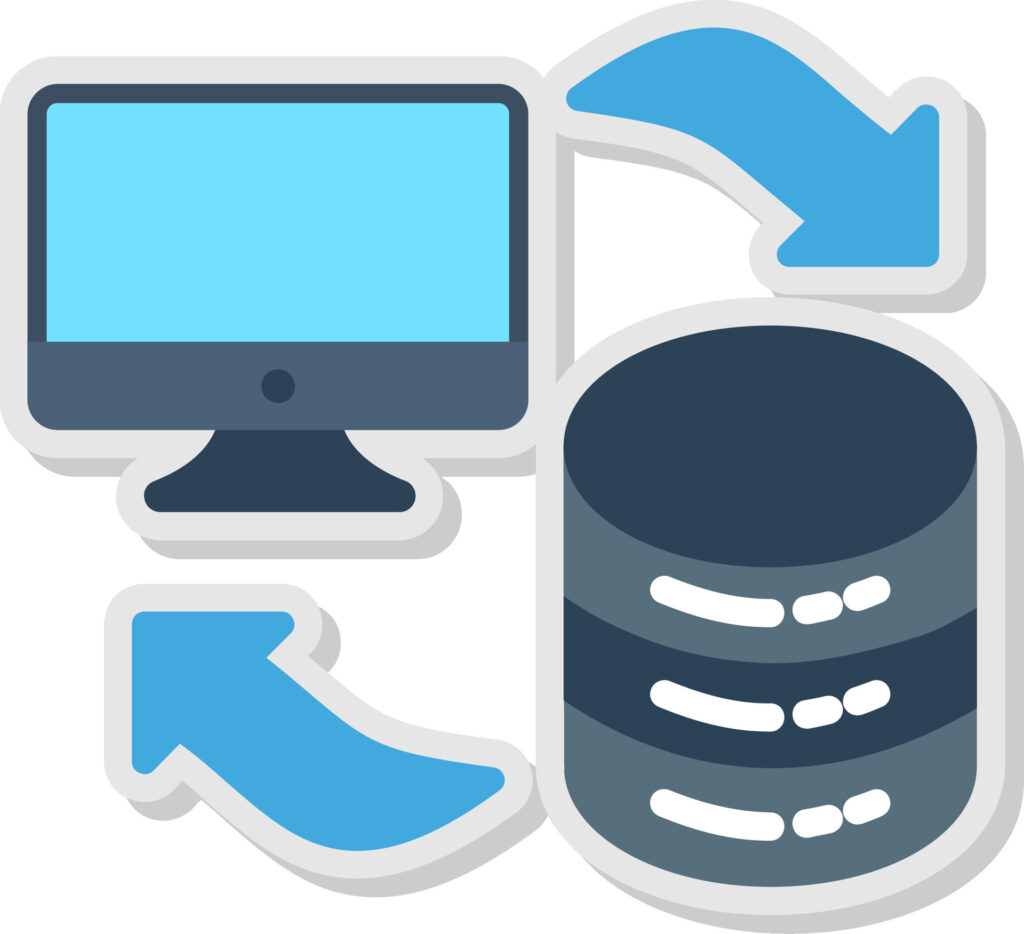 Illustration of the 3-2-1 Backup Rule showing a computer and on-premise server with bidirectional arrows, representing one of the local backup copies used for fast data recovery.